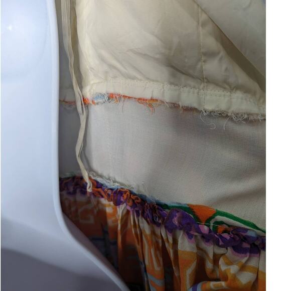 Vintage 60's 70's Empire Waist Maxi Dress Bold Graphic Print Chiffon Top - Picture 8 of 10